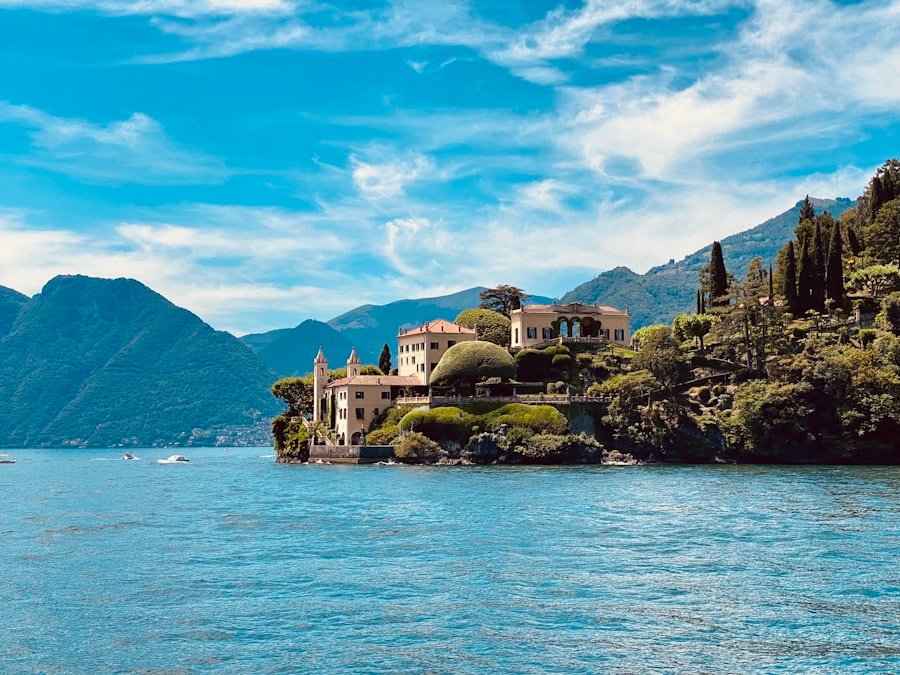 A villa on a small island on Lake Como
