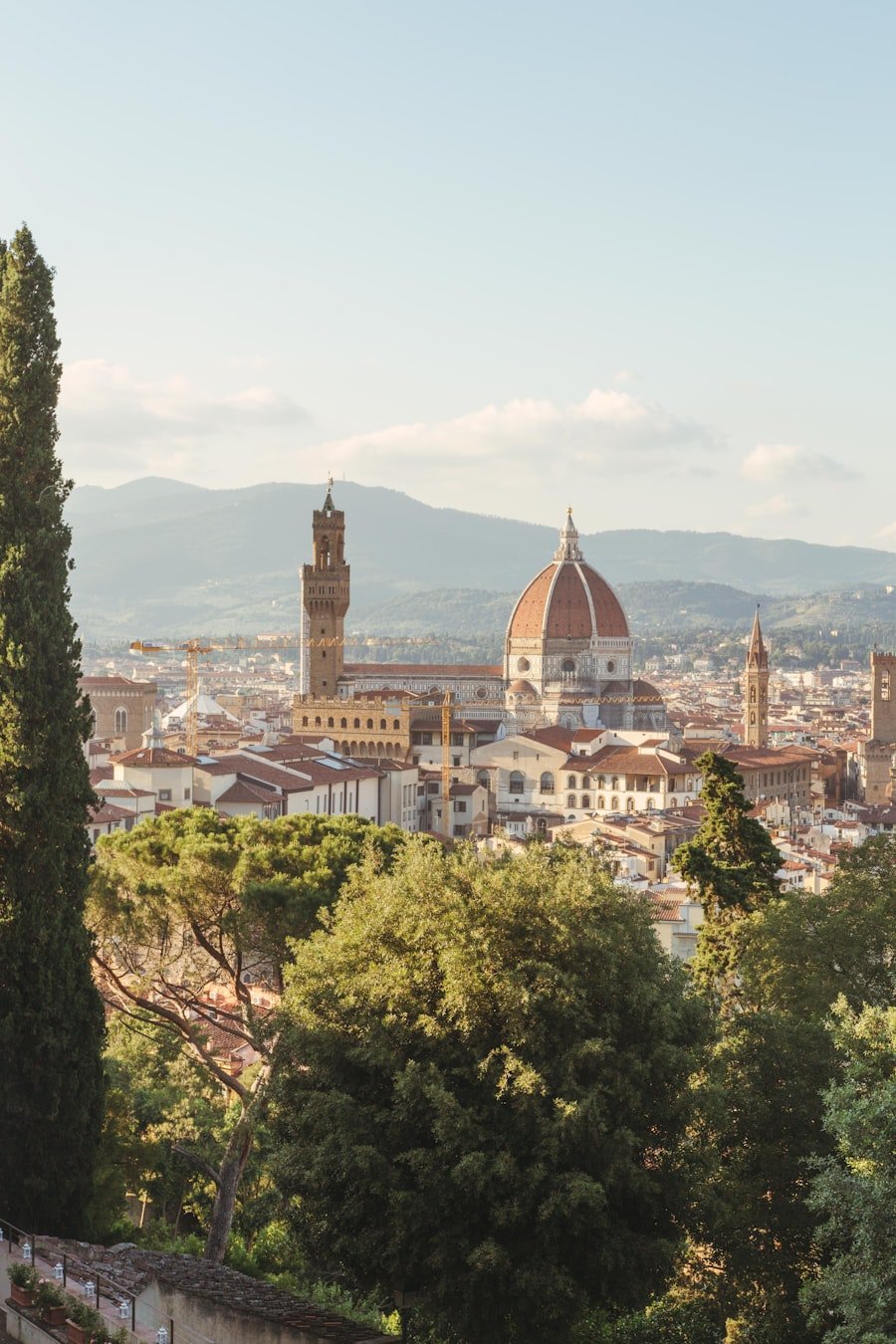 Florence cathedral dome above the Tuscan skyline